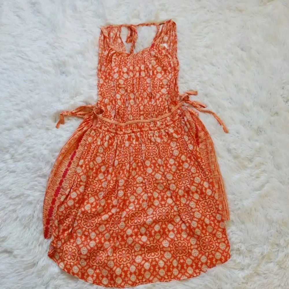 NWT Free People Midsummer's Day Tunic Dress Tank Silky Boho Summer Orange Size M